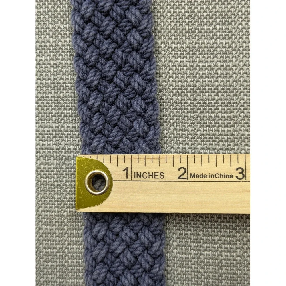 Brooks Brothers Belt Mens Small Blue Woven Cotton Leather D-Ring Adjustable
